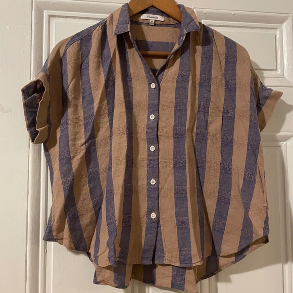 Madewell Linen-Blend Hilltop Shirt in Bayley Stripe size XS - Picture 1 of 8
